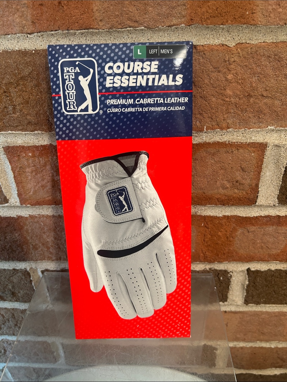 PGA Tour White and Black Left-Hand Golf Glove on Branded Card